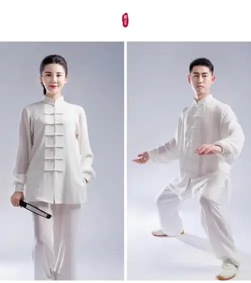 太极服女夏季太服柔软棉麻男女中风武术练功服陈英短袖太拳服装白色小