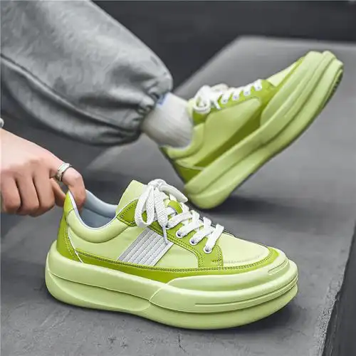 大头鞋男2024新款春夏绿色鞋子爆款小白增高厚底运动松糕老爹休闲
