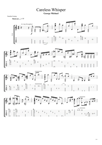 george michael《careless whisper》- 无心快语-指弹吉他谱c调gtp六