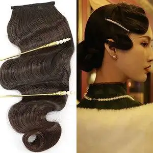 古装美发手推波纹假发民国新款小波浪刘海发片旗袍发包高温丝卷发