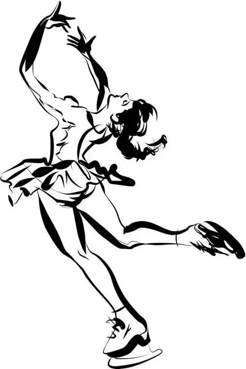 一个人,运动员,站,伸展双臂,竖图,黑白,插画,室内,白天,白色背景,侧面