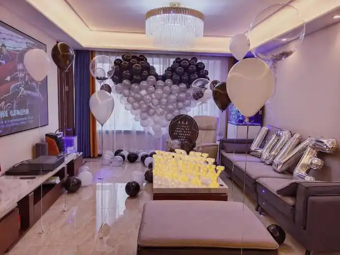 长春家里客厅男士生日布置