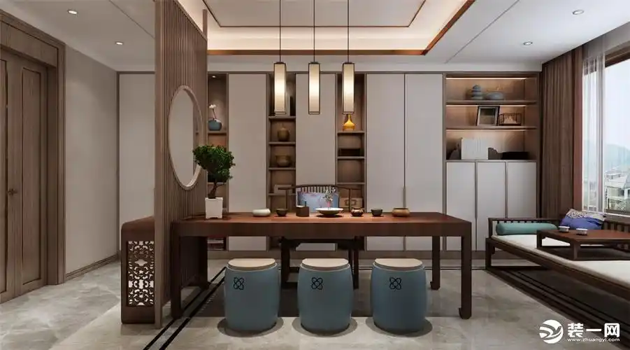 银川装修 中式轻奢 茶室效果图