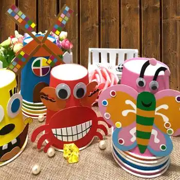 创意纸杯儿童节手工制作diy材料彩色粘贴画男女宝宝玩具3-6岁 纸杯