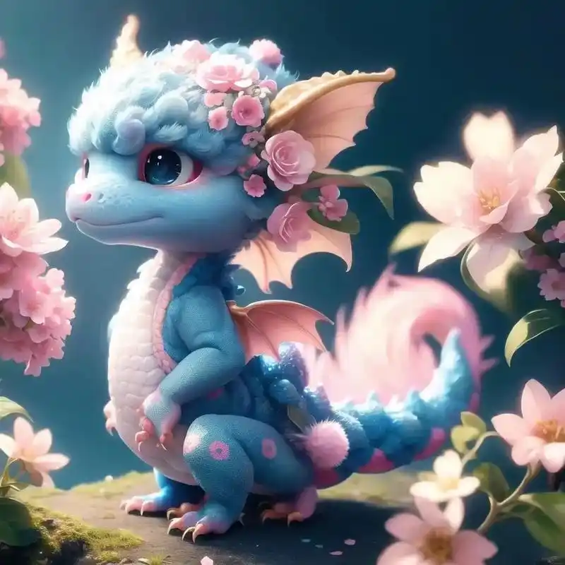 你看,这是一只q版的小飞龙,它有着圆滚滚的身体, - 抖音