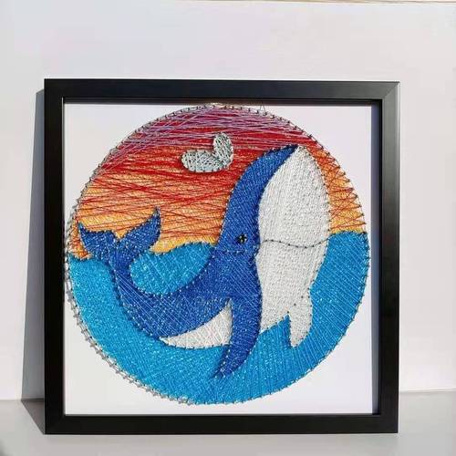 绕线画材料纱线装饰画弦丝画diy手工制作减压创意蓝鲸送礼物无框简易