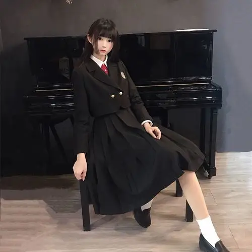 青花鱼原创jk制服黑色护奶裙西装外套王水手服学生校服除偏远包邮