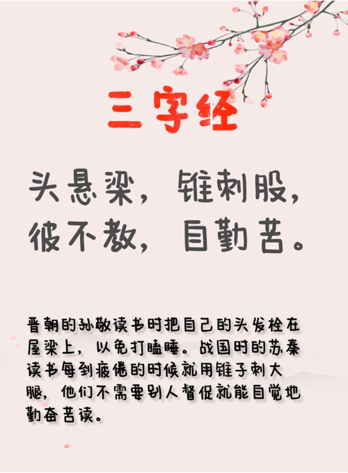 《三字经》头悬梁,锥刺股,彼不教,自勤苦