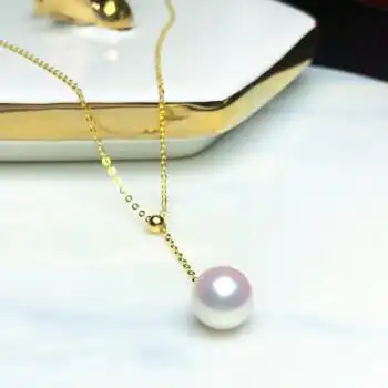 拾吟日本akoya珍珠项链海水珍珠吊坠单颗18k黄金女锁骨链送女友18k