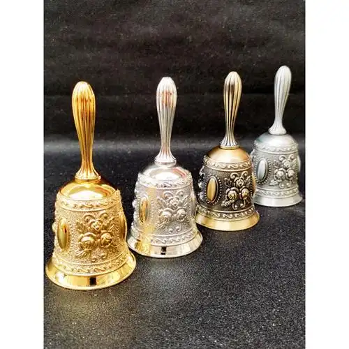 手摇铃铛铜 学校上下课青铜全金属复古会议玲老年人看护手动打铃当声