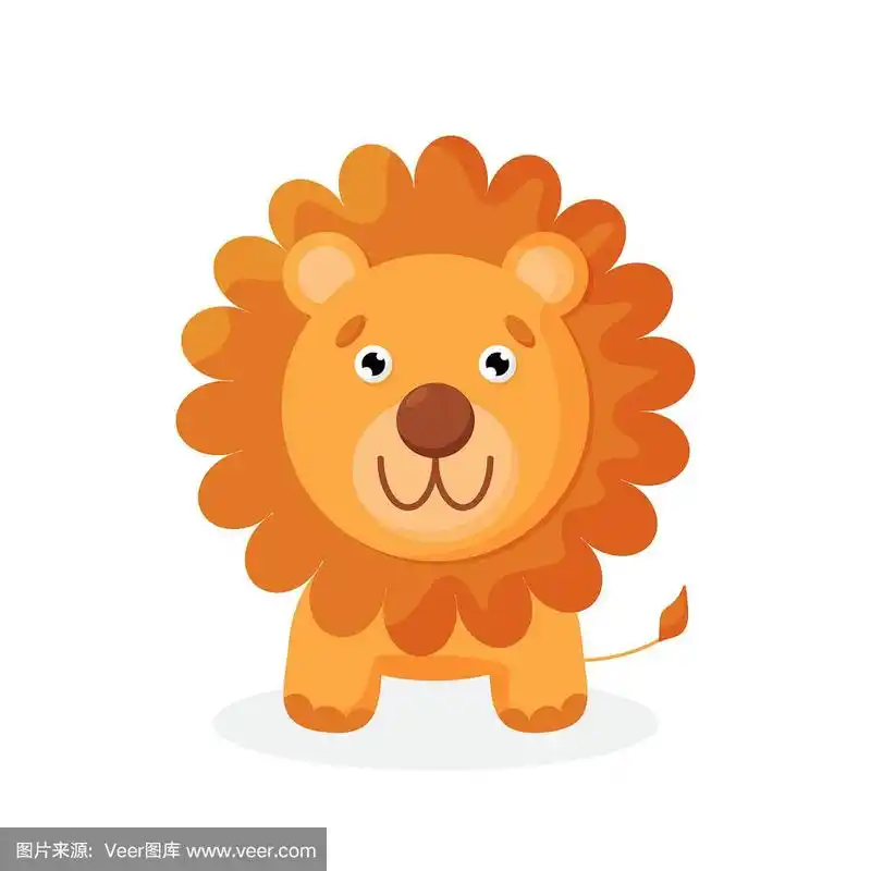 可爱的狮子卡通孤立在白色的背景.矢量图