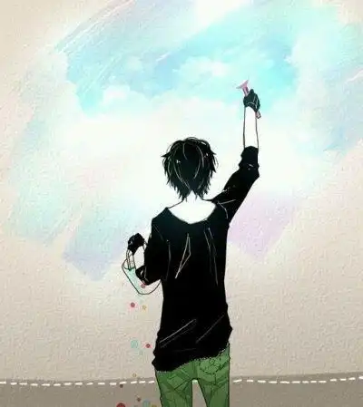 黑白动漫头像男生背影