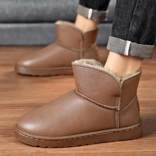 冬季雪地靴男2023新款加厚加绒保暖棉鞋防滑皮毛一体韩版潮高帮鞋