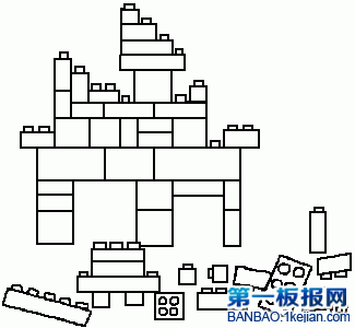 幼儿搭积木简笔画