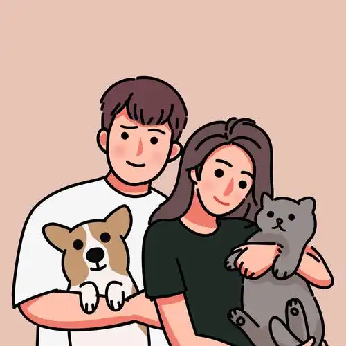 ins卡通手绘照片设计笔画情侣头像漫画人物形象手绘真人漫画