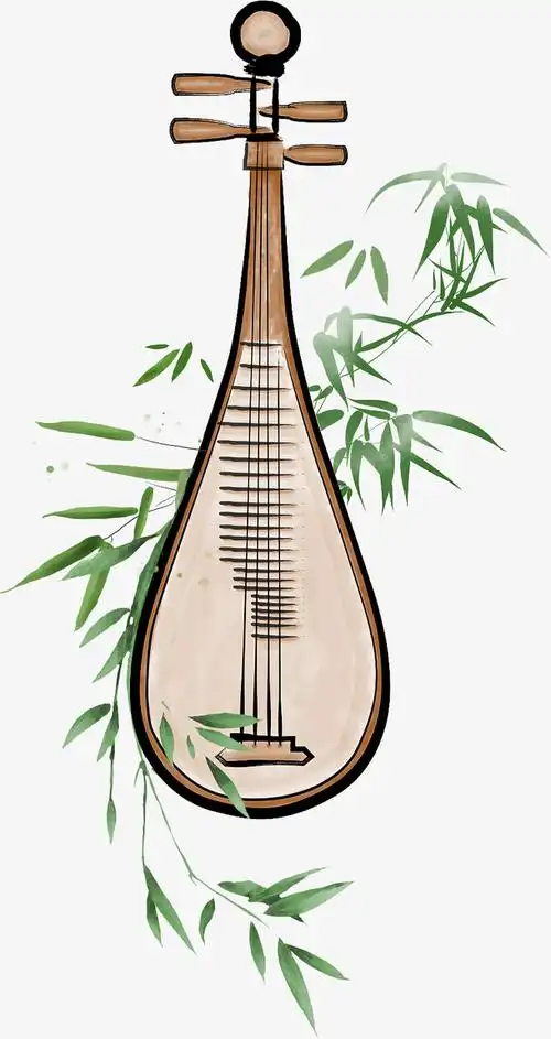 古风手绘乐器插画琵琶
