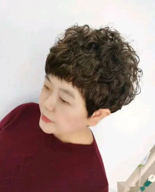 对于中年女性来说,选择这种短发的满头烫就很不错,蓬松利落显气质.