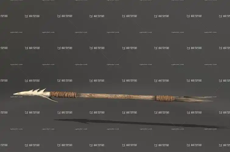 写实鱼骨长矛 石器时代 鱼叉 骨矛 原始人工具 刀耕火种