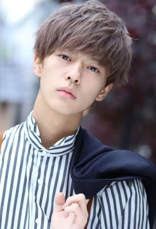 男生短碎发头发染流行发色极为浅淡的头发,使男生的帅气度体现,额头