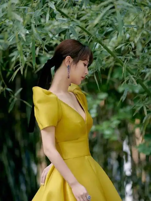 杨紫造型师终于给力了一袭金色礼服优雅又大方美得让人惊艳