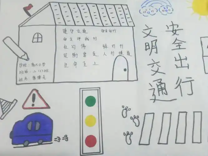 人生处处有危险,安全时时记心上,二(2)班安全绘画展,通过绘画同学们各