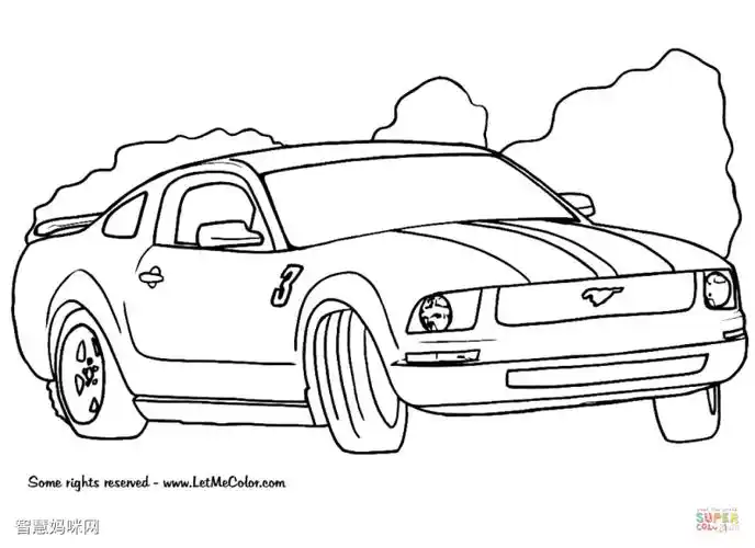 福特野马线稿图片 - 智慧妈咪网