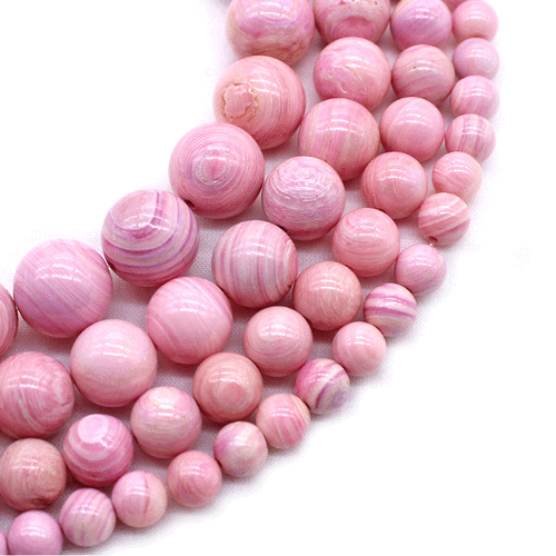 粉色梅花条纹缠丝贝壳圆珠子配件diy耳环吊坠手链女材料散珠