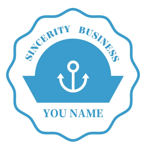 淡雅蓝色清爽海洋风格的圆形logo标识标志图片免费在线制作