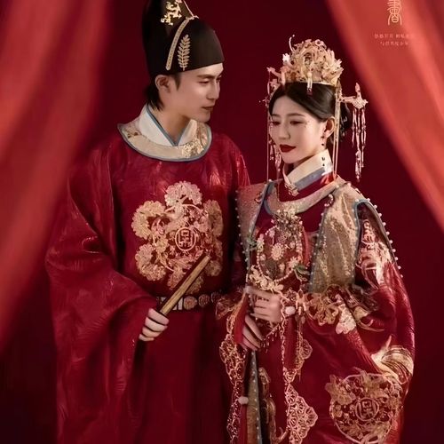 明制汉服婚服2023新款结婚服凤冠霞帔中国风新娘嫁衣情侣套装男女