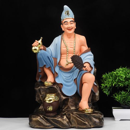 济公佛像 活佛济公金色 树脂佛像19寸菩萨降龙罗汉李修元供奉摆件