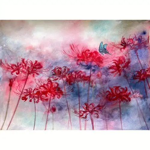 水彩花卉彼岸花