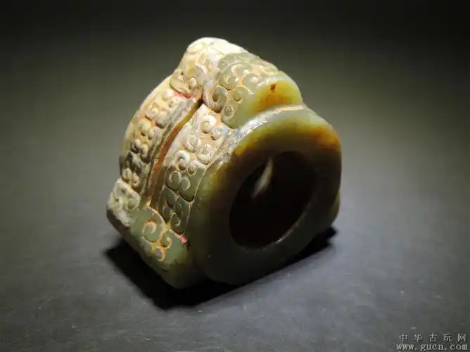 古玉老玉/汉代三兽面纹双层玉琮/生坑包老