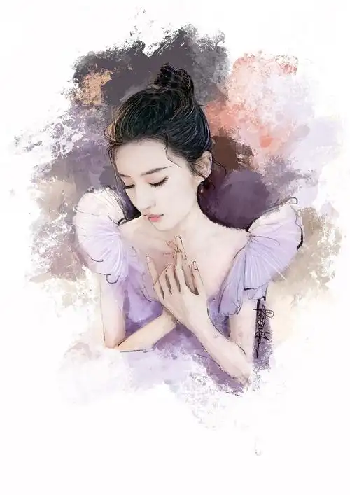 手绘 素描 水彩 明星 刘亦菲