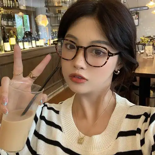 复古素颜近视眼镜可配镜片网红豹纹眼镜框女方形小框玳瑁镜架日系