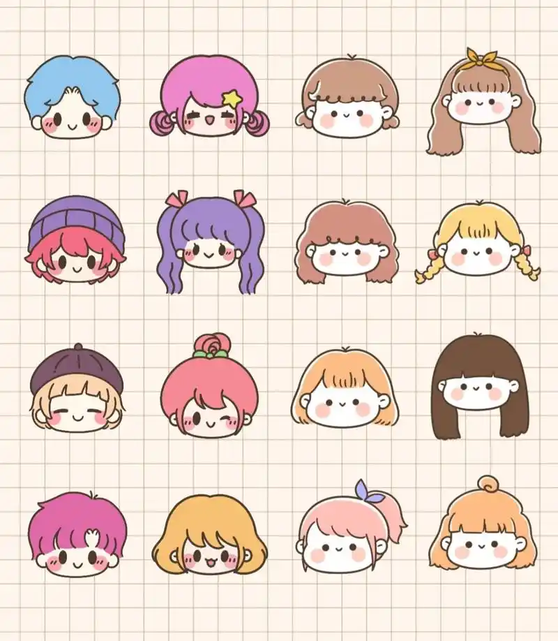 简笔画打卡|手帐简笔画素材|人物头像篇 临摹,可爱的卡通人物头像手绘