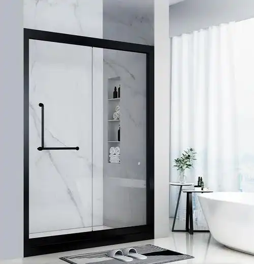 干湿分离浴室 黑色淋浴房一字型隔断整体浴室干湿分离移门卫生间玻璃