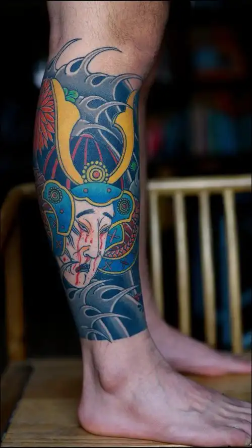 日式包小腿,恢复效果#日式纹身##纹身