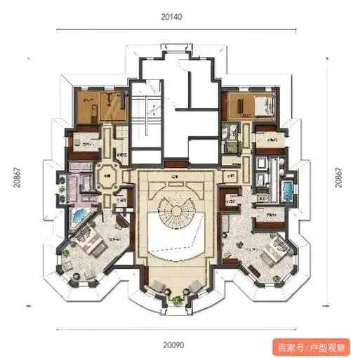 二层有四个卧室.每间卧室的配置都相当豪华.