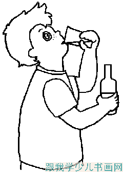 喝药简笔画