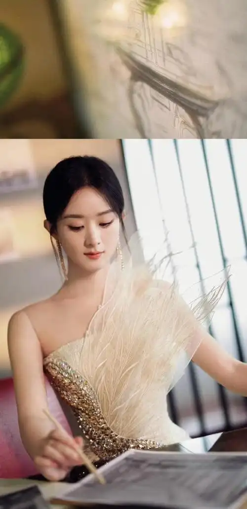 赵丽颖再晒美照身姿曼妙白皙如雪落落大方宛如新娘