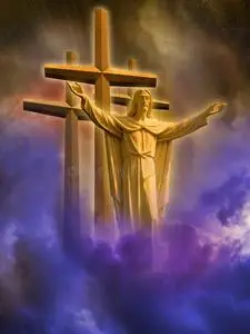 教士和十字架耶稣和十字架照片