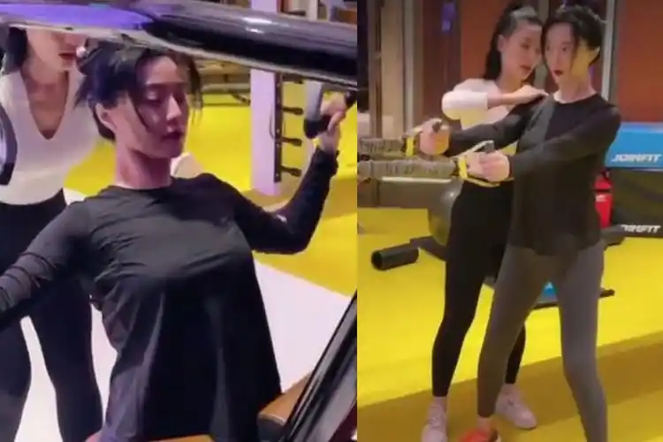 39岁范冰冰素颜健身前凸后翘身材养眼