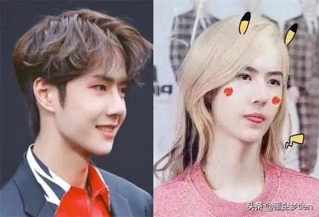 男星初恋颜vs女装颜肖战清纯王一博温柔李现像换脸