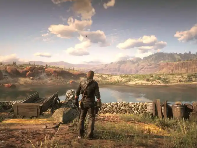 【荒野大镖客2】当我用亚瑟前往一代杰克与罗斯探员最终对决的湖边