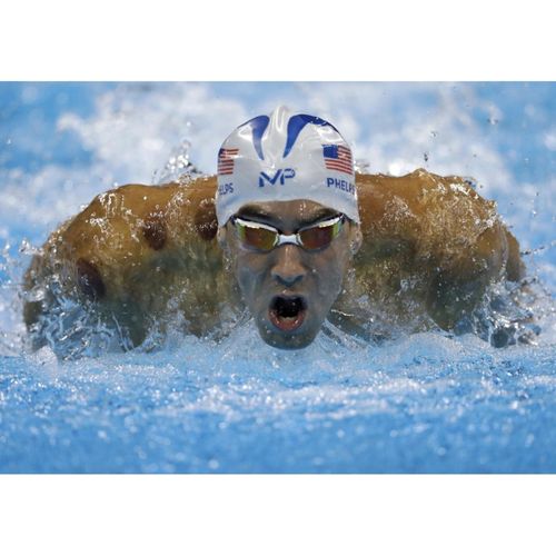 狼天影菲尔普斯飞鱼游泳体育海报墙贴画卧室客厅宿舍墙上床头贴纸可