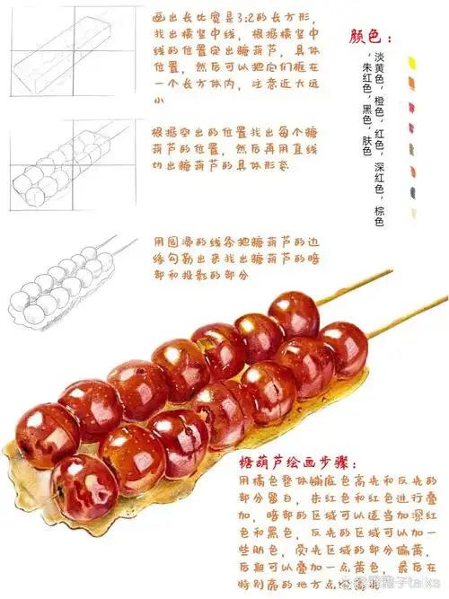 95彩铅绘画糖葫芦画风详解95