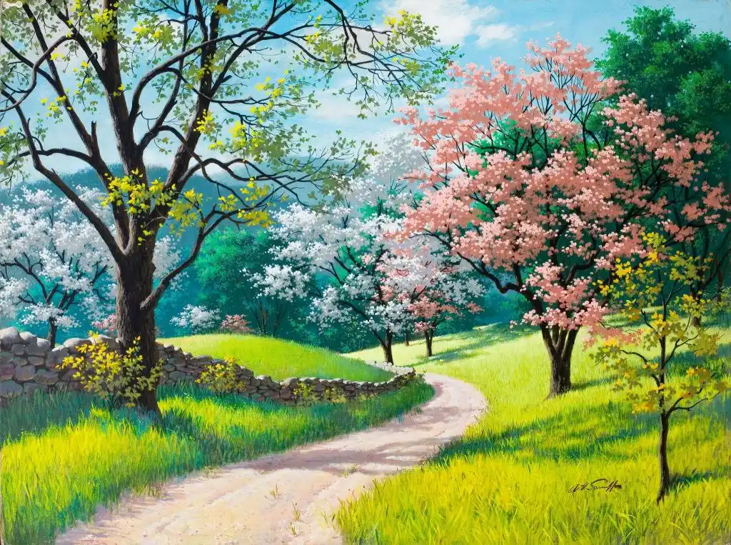 spring,风景油画 春 _ 图片网