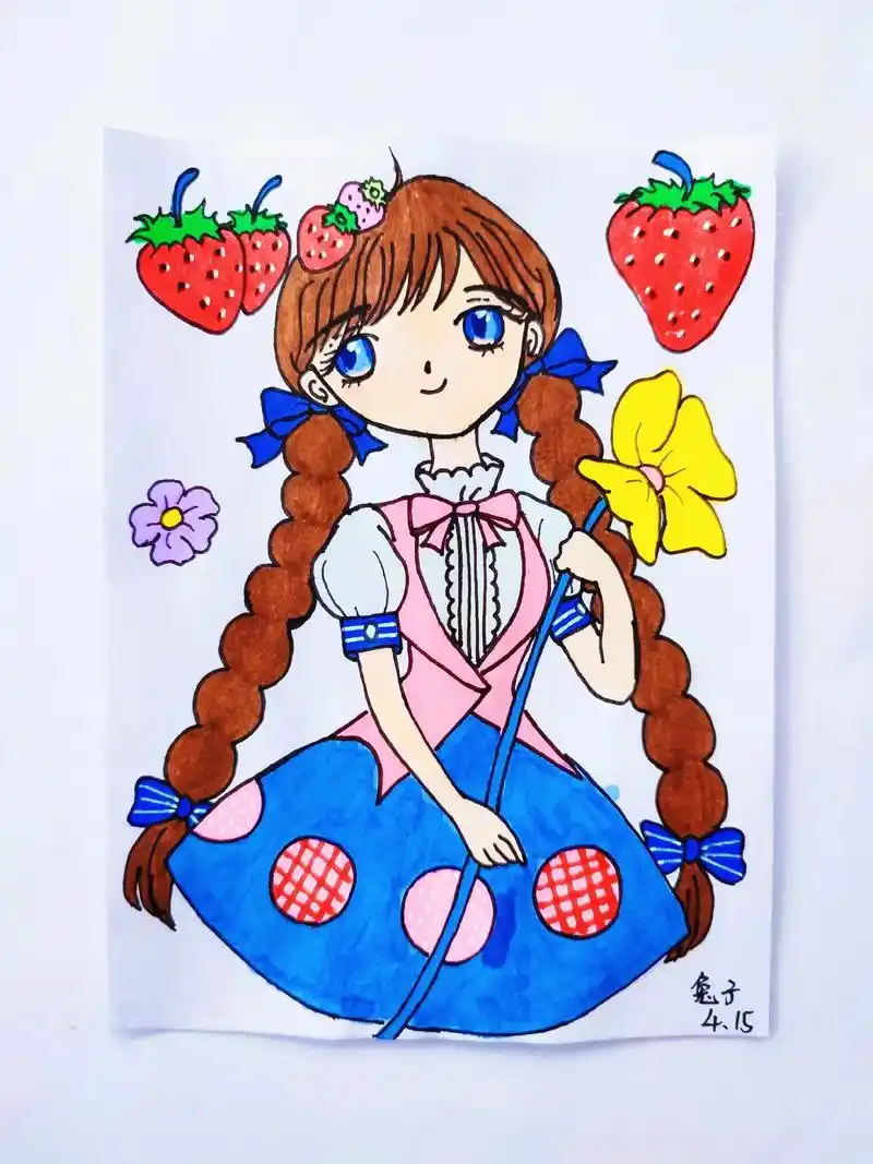 可爱小女孩简笔画!#充能计划动漫 #简笔画教程  - 抖音