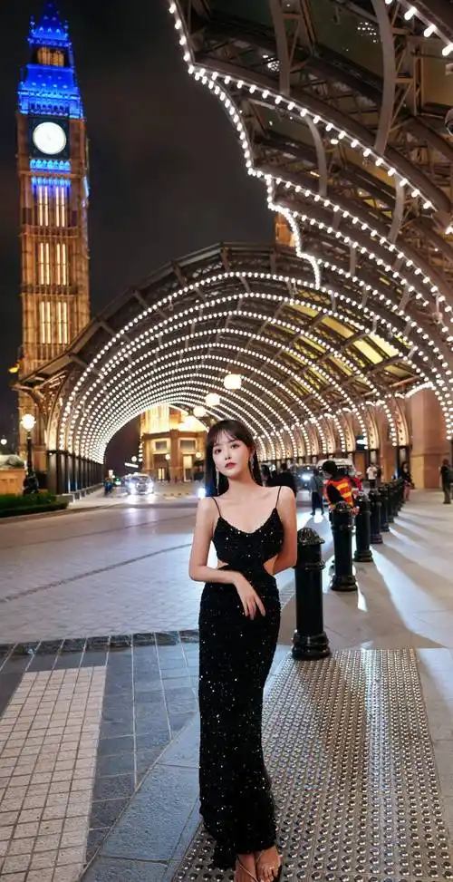 兔子牙朱容君穿黑色吊带裙街拍,可盐可甜,别具风情