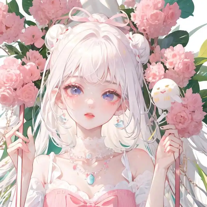 少女头像|粉白色系小甜妹 落日余晖的路上总是爱意弥漫